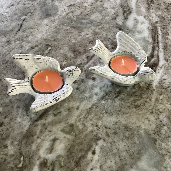 Set of 2 Cast Iron Bird Tealight Candle Holders - Picture 3 of 9